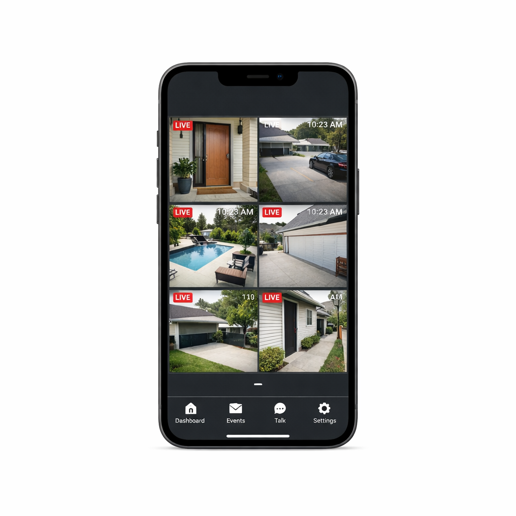 Smartphone with Home Security Camera Feeds
