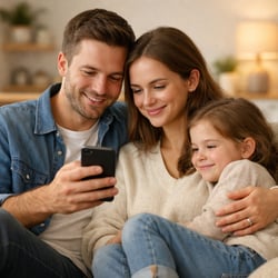 Young Family in Cozy Living Room-1